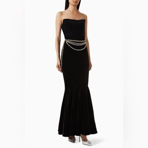 NWOT Self-Portrait Elegant Black Strapless Evening Gown, Size US 6
